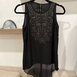 BCBGMaxAzria Black Sleeveless Studded Blouse